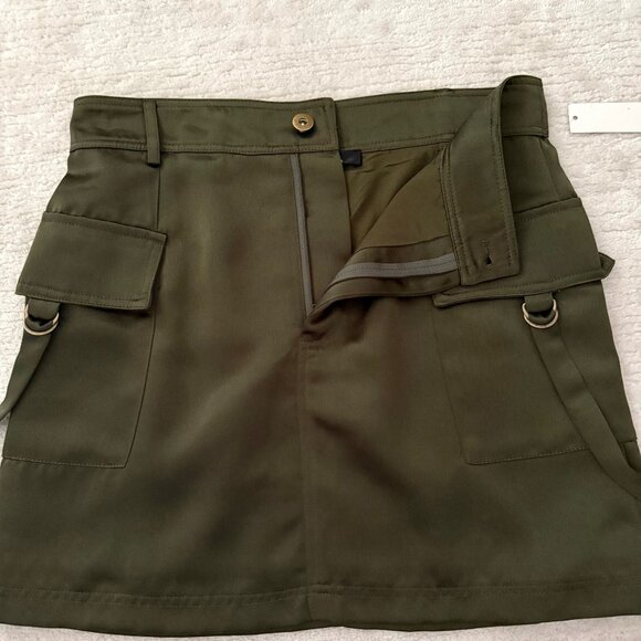 Olive Green Mini Skirt Size XS Cargo Style Pockets Indie Style by Aqua - Picture 8 of 11